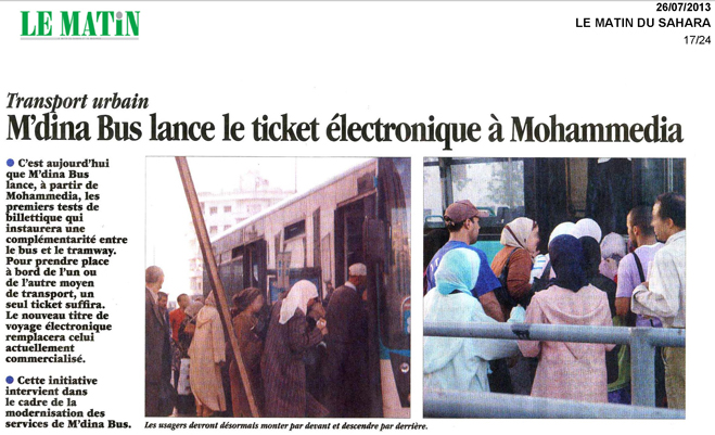 Journal Le Matin – MDINABUS – 26 juillet 2013